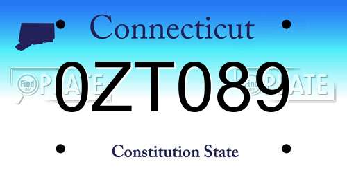 0ZT089 Connecticut License Plate
