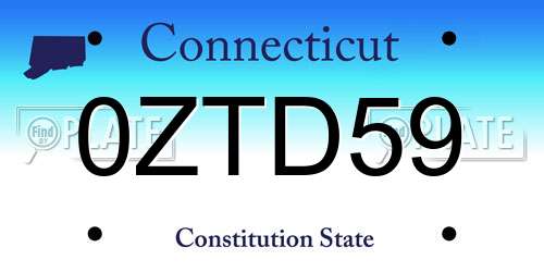 0ZTD59 Connecticut License Plate