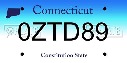 0ZTD89 Connecticut License Plate