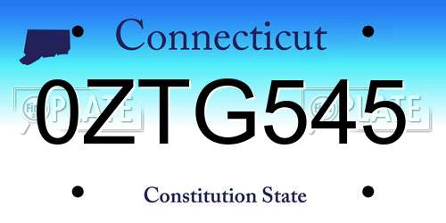 0ZTG545 Connecticut License Plate