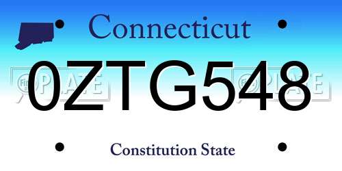 0ZTG548 Connecticut License Plate