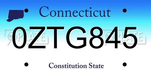 0ZTG845 Connecticut License Plate