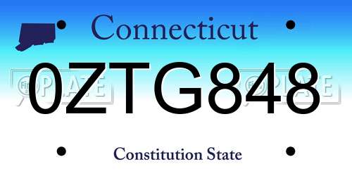 0ZTG848 Connecticut License Plate