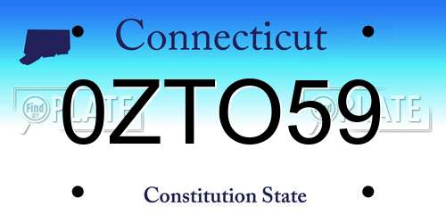 0ZTO59 Connecticut License Plate