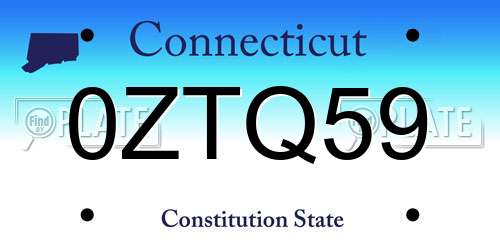 0ZTQ59 Connecticut License Plate