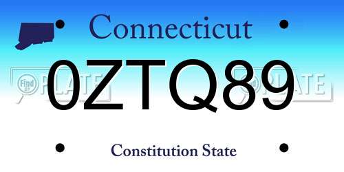 0ZTQ89 Connecticut License Plate