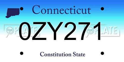 0ZY271 Connecticut License Plate