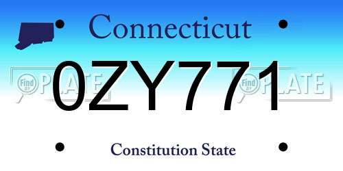 0ZY771 Connecticut License Plate