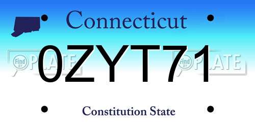 0ZYT71 Connecticut License Plate
