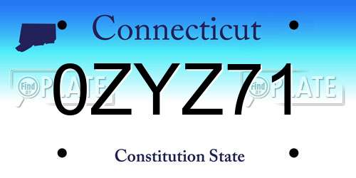 0ZYZ71 Connecticut License Plate