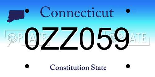 0ZZ059 Connecticut License Plate