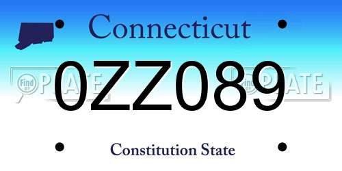 0ZZ089 Connecticut License Plate