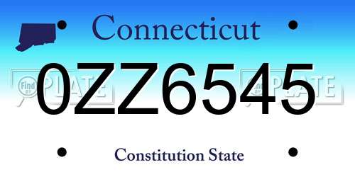 0ZZ6545 Connecticut License Plate