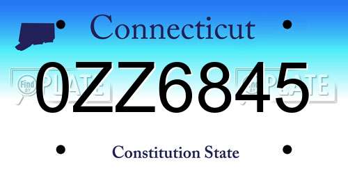 0ZZ6845 Connecticut License Plate