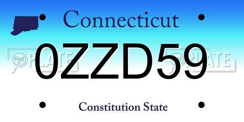 0ZZD59 Connecticut License Plate