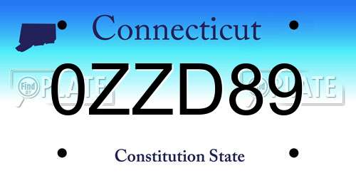 0ZZD89 Connecticut License Plate