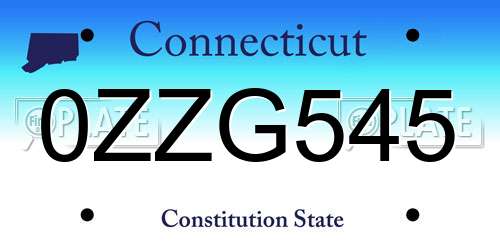 0ZZG545 Connecticut License Plate