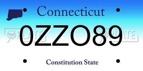 0ZZO89 Connecticut License Plate