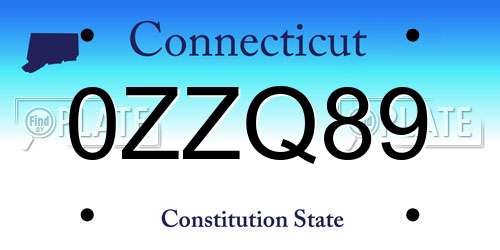 0ZZQ89 Connecticut License Plate