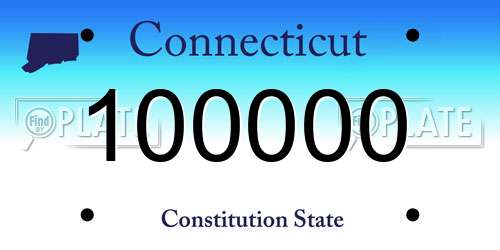 100000 Connecticut License Plate