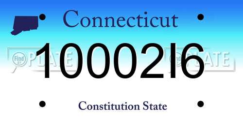 10002I6 Connecticut License Plate
