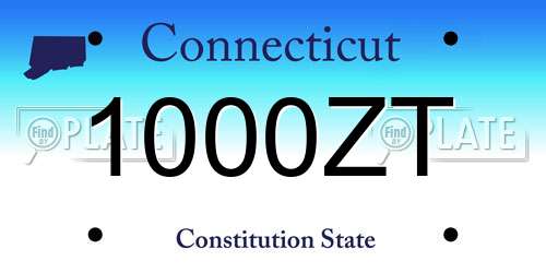 1000ZT Connecticut License Plate