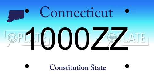 1000ZZ Connecticut License Plate