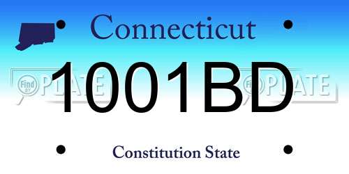 1001BD Connecticut License Plate