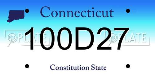 100D27 Connecticut License Plate