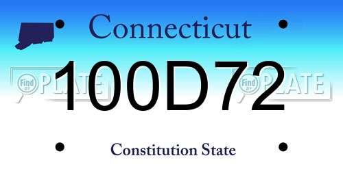100D72 Connecticut License Plate