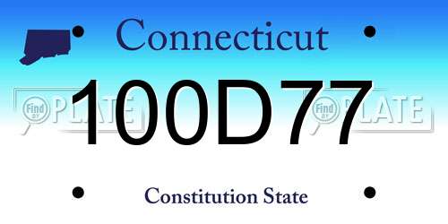 100D77 Connecticut License Plate