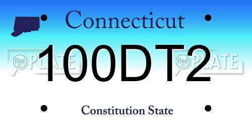 100DT2 Connecticut License Plate