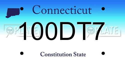 100DT7 Connecticut License Plate