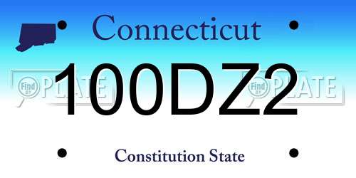 100DZ2 Connecticut License Plate