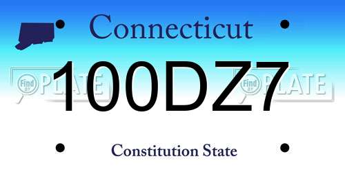 100DZ7 Connecticut License Plate