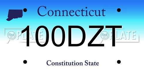 100DZT Connecticut License Plate