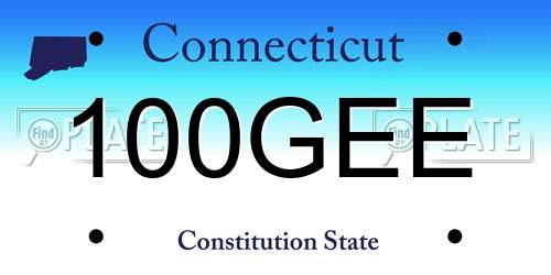 100GEE Connecticut License Plate