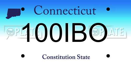 100IBO Connecticut License Plate