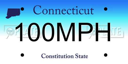 100MPH Connecticut License Plate