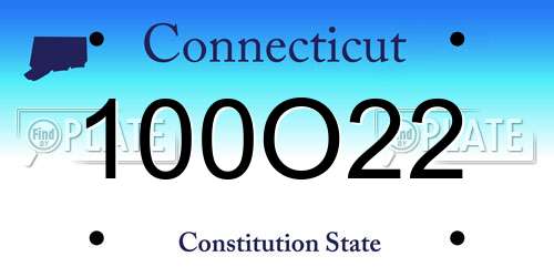 100O22 Connecticut License Plate