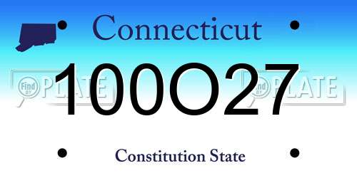 100O27 Connecticut License Plate
