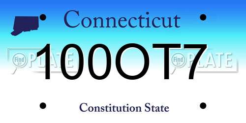 100OT7 Connecticut License Plate
