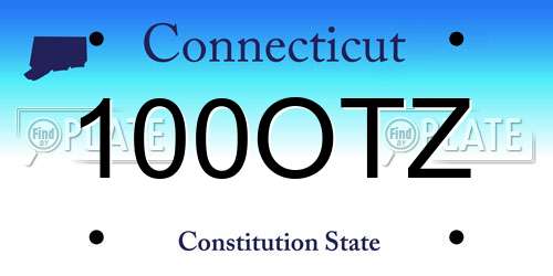100OTZ Connecticut License Plate