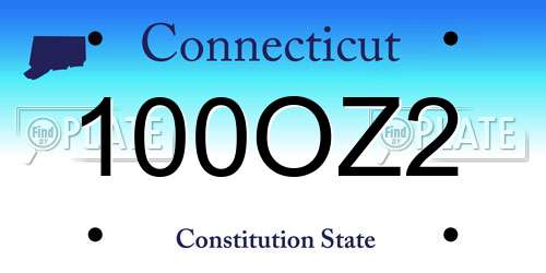 100OZ2 Connecticut License Plate