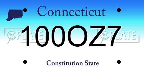 100OZ7 Connecticut License Plate