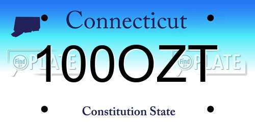 100OZT Connecticut License Plate