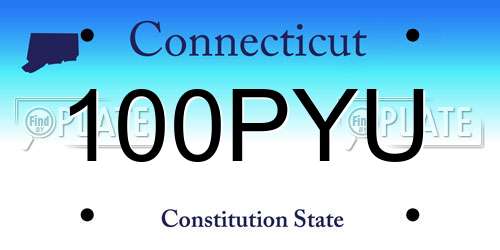100PYU Connecticut License Plate