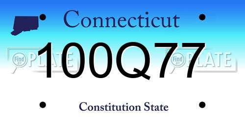 100Q77 Connecticut License Plate