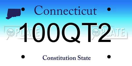 100QT2 Connecticut License Plate
