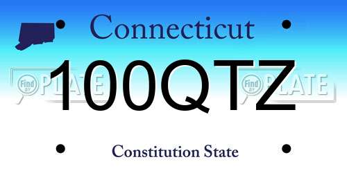 100QTZ Connecticut License Plate